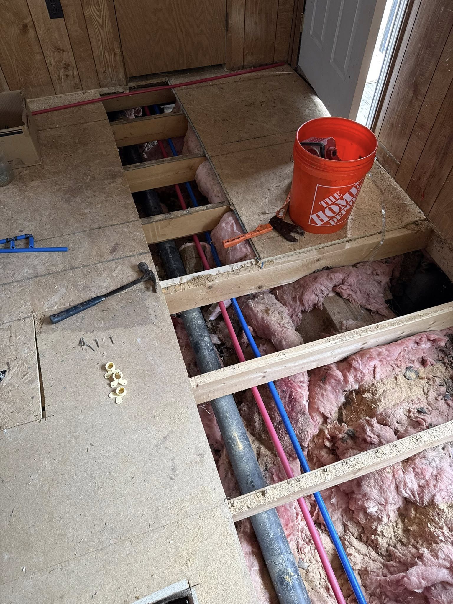 Plumbing Rough-In Under Floor During Renovation