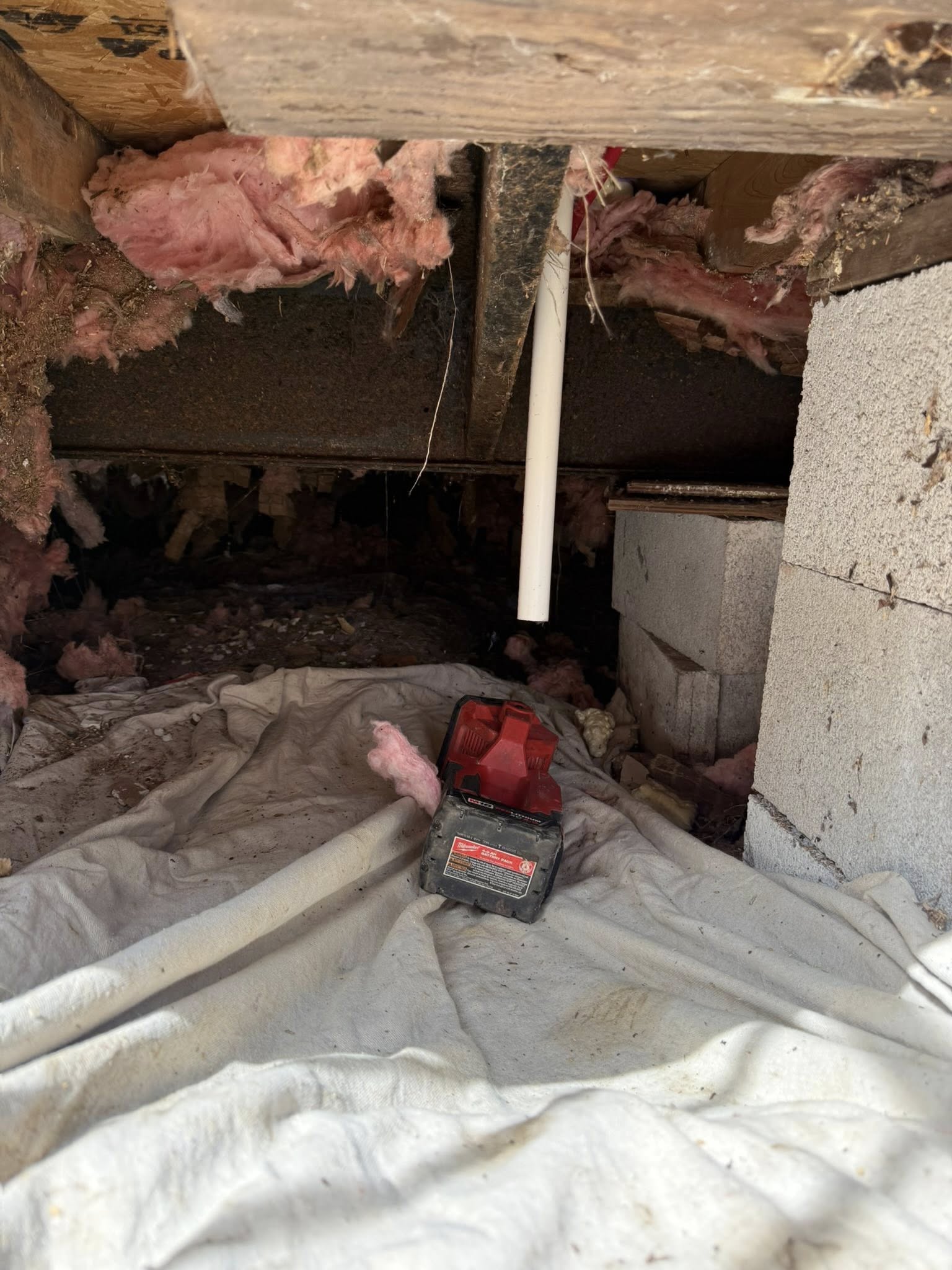 Plumbing Repairs Inside Crawl Space Area
