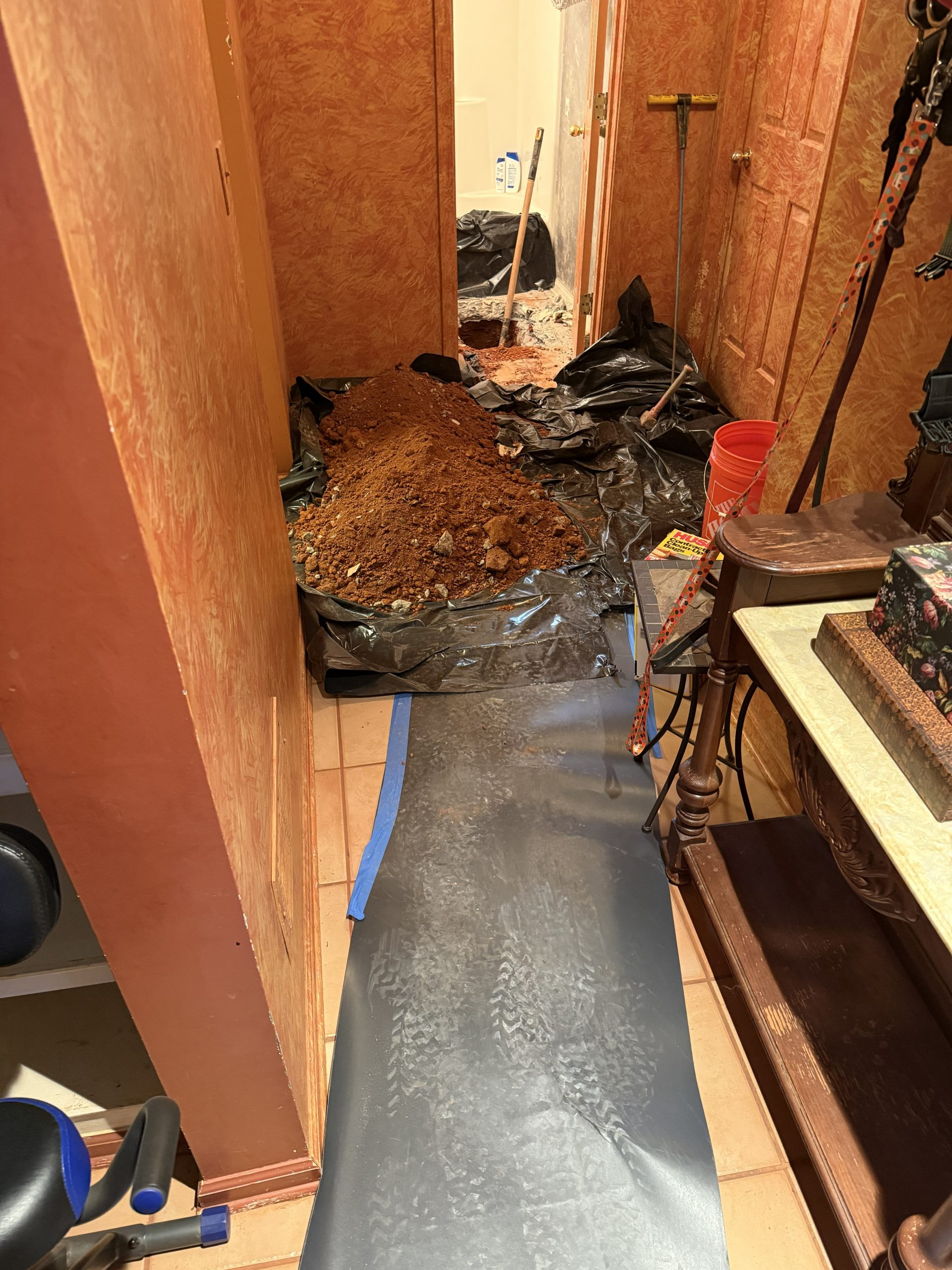 Kitchen Floor Slab Leak – Initial Damage Exposure