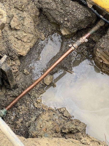 Underground Copper Pipe Leak Exposure